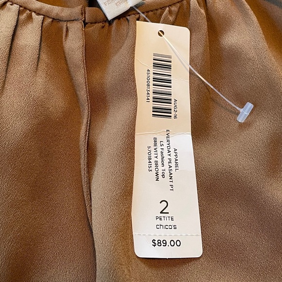 Chico’s $89 brown peasant top size 2P 12/14 - Picture 12 of 14